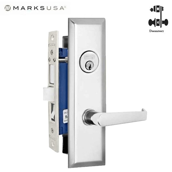 MarksNew York Mortise Lever Lock Dormitory Function Satin Nickel Finish Satin Chrome LH